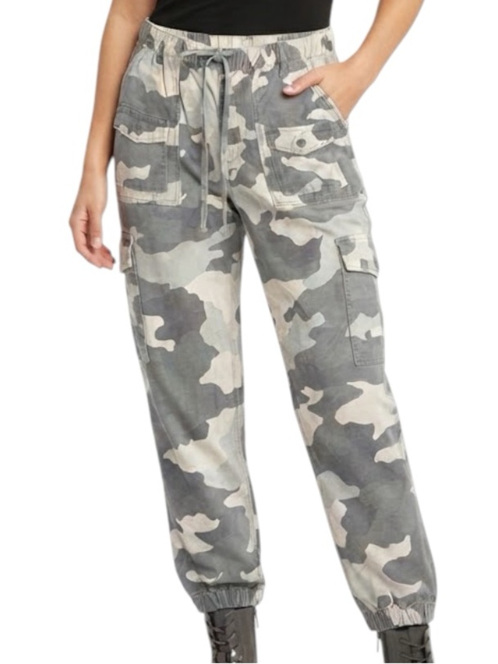 AERIE Camo Green Double Pocket Utility Cargo Jogger Pants L